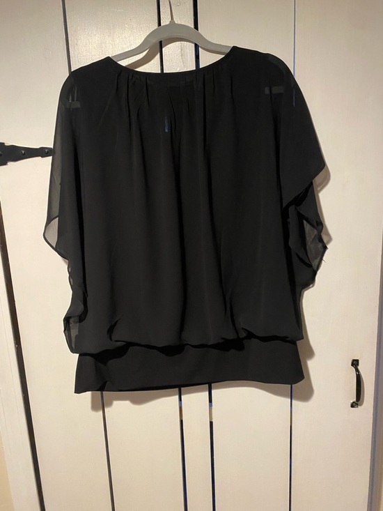Style & Co. Black Sheer Batwing Blouse - Picture 3 of 4
